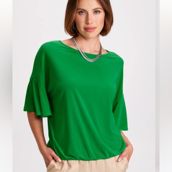 Laura Flutter Sleeve Top Parrot Green - Picture 2 of 13